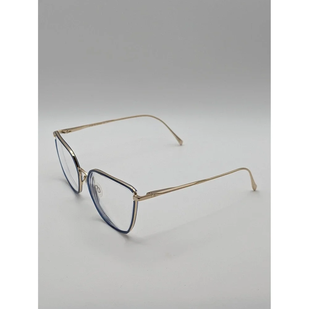 Rag & Bone RNB3028 Blue Gold Eyeglasses Frames Only 55-17 Geometric Metal Womens